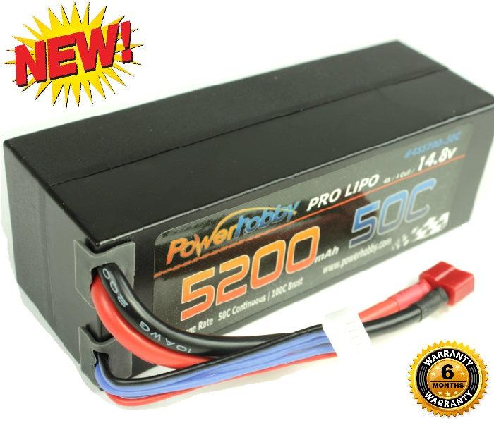 Powerhobby 4S 5200mAh 50C-100 Lipo Battery HardCase w Deans Plugs - PowerHobby