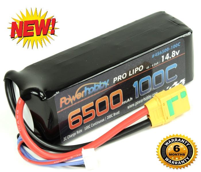 Powerhobby 4S 14.8V 6500mAh 100C Lipo Battery w XT90 Plug Soft Case 4-Cell - PowerHobby