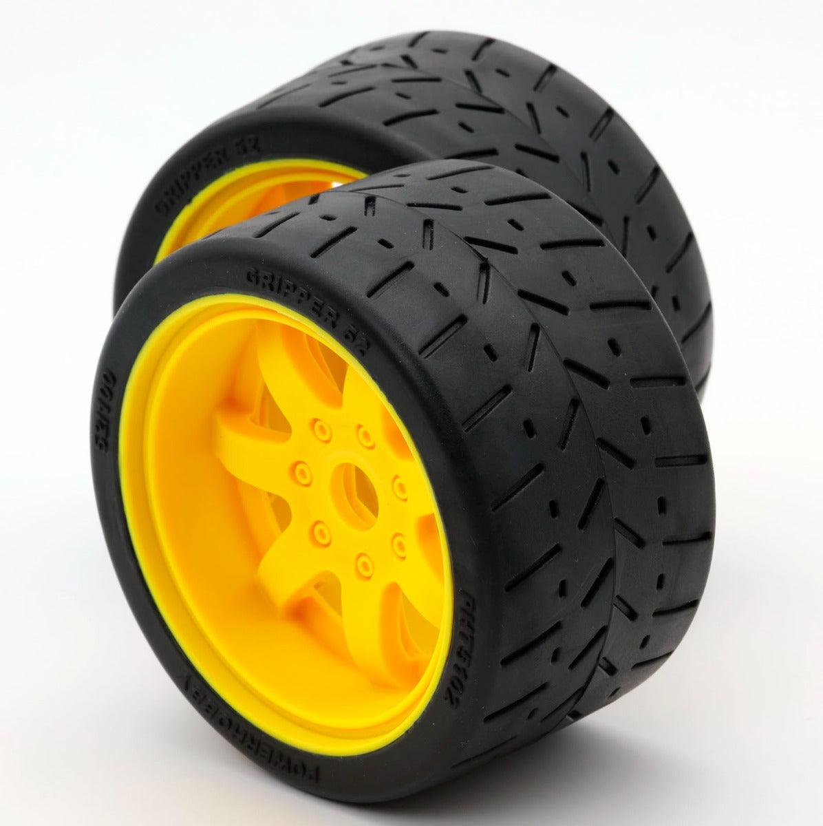 Powerhobby 1/8 Gripper 54/100 Belted Mounted Tires 17mm Yellow Wheels - PowerHobby