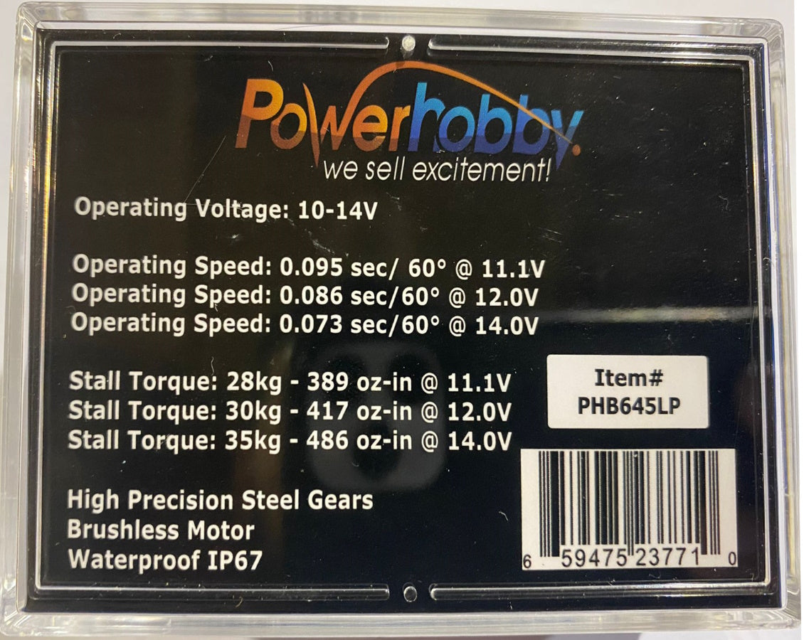 Powerhobby 645LP 35KG Low Profile Programmable Digital 12V Smart Servo 3S - PowerHobby