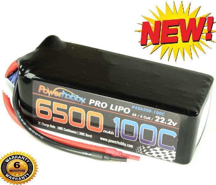Powerhobby 6S 22.2V 6500mAh 100C Lipo Battery Soft Case 6-Cell - PowerHobby