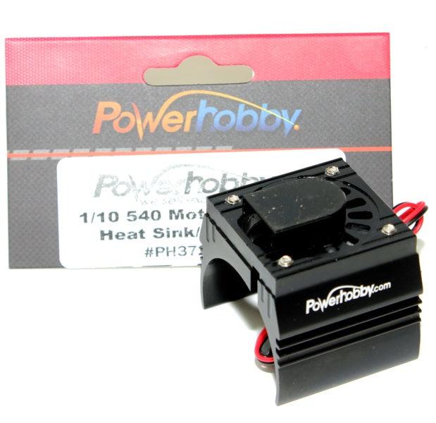 Powerhobby Aluminum Motor Heatsink Cooling Fan 1/10 540 / 550 Size Motor Black - PowerHobby