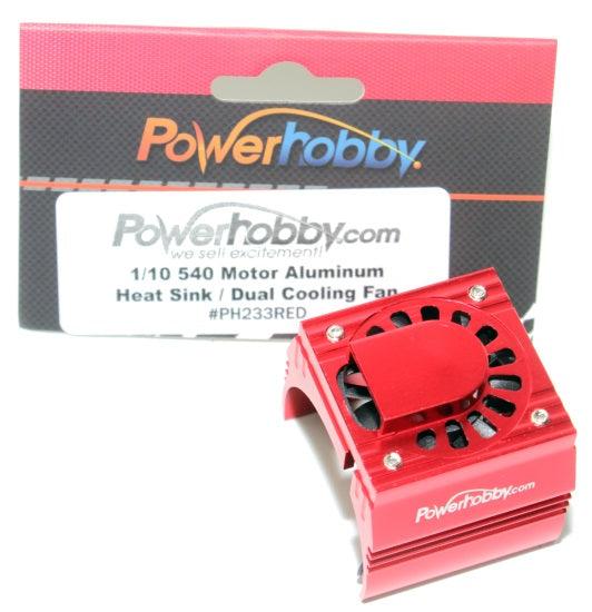 Powerhobby Aluminum Motor Heatsink Cooling Fan 1/10 540 / 550 Size Motor Red - PowerHobby