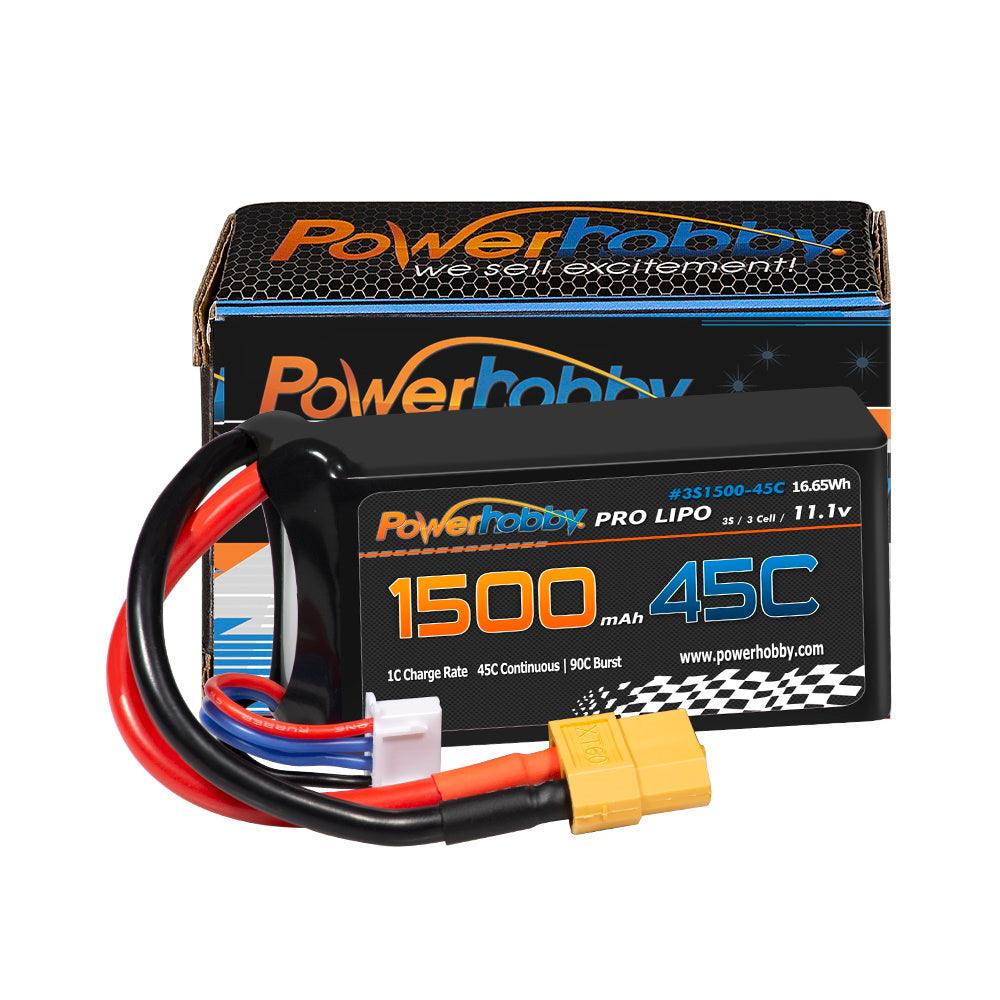 Powerhobby 3S 11.1V 1500mAh 45C Lipo Battery with XT60 Connector 3-Cell - PowerHobby