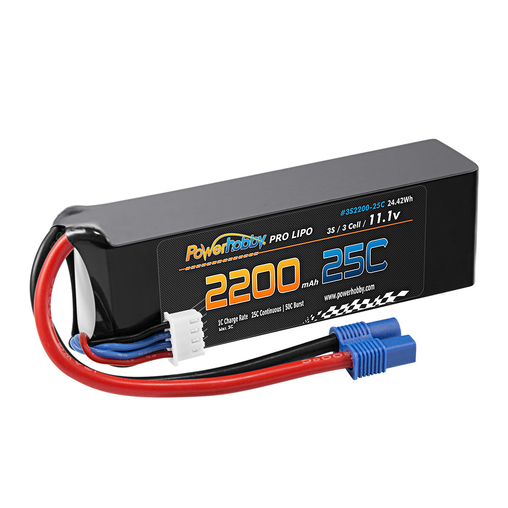 Powerhobby 3S 11.1V 2200mAh 25C Lipo Battery Pack w EC3 Plug - PowerHobby