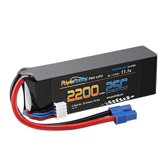 Powerhobby 3S 11.1V 2200mAh 25C Lipo Battery Pack w EC3 Plug - PowerHobby