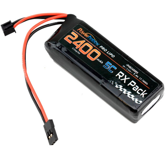 Powerhobby 2S 7.4V 2400mAh 5C RX Receiver Lipo Hump Battery Pack Servo Connector - PowerHobby