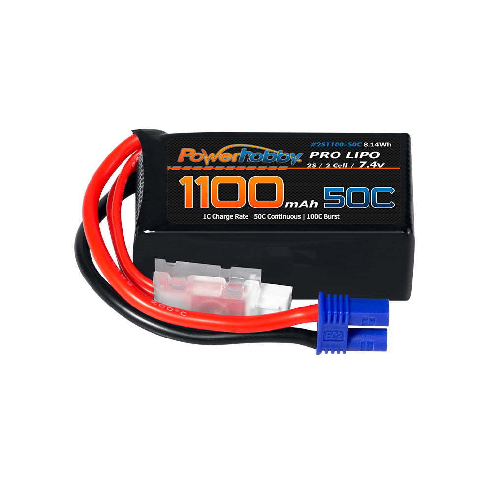 Powerhobby 2S 1100mAh 50C LiPo Battery w EC2 Plug : Losi Mini-B Mini-T 2.0 JRX2 - PowerHobby