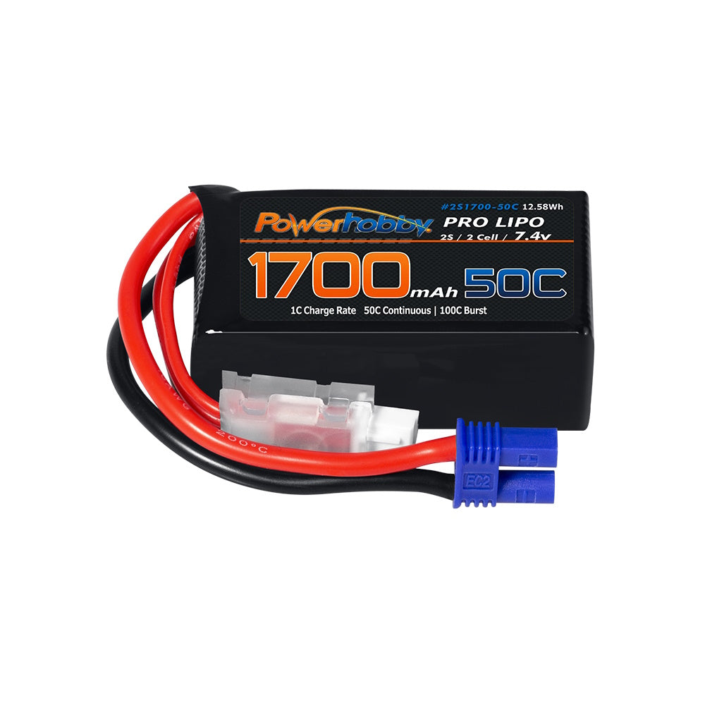 Powerhobby 2S 1700mAh 50C LiPo Battery w EC2 Plug : Losi Mini-B - PowerHobby