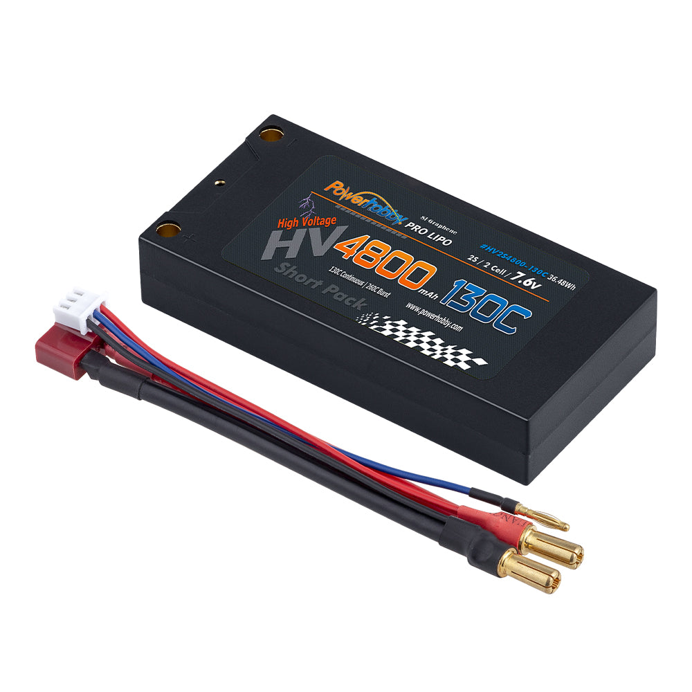 Powerhobby 2S 7.6V 4800mAh 130C HV + Graphene Shorty Lipo Battery 5mm LCG - PowerHobby