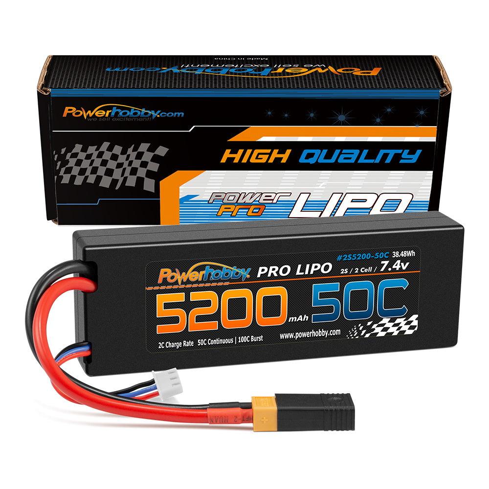 PowerHobby 2S 7.4V 5200mAh 50C Lipo Battery Pack w XT60 Connector Hard Case - PowerHobby