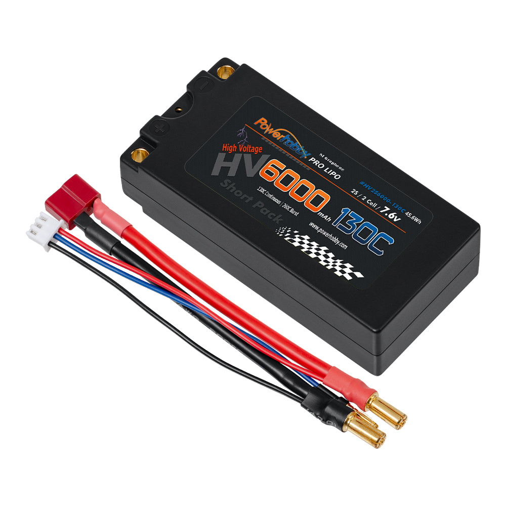 Powerhobby 2S 7.6V 6000mah 130C HV + Graphene Shorty Lipo Battery 5MM - PowerHobby