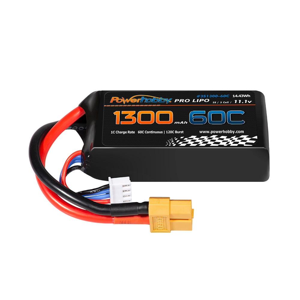 Powerhobby 3s 1300MAH 50C Lipo Battery w XT60 Plug - PowerHobby