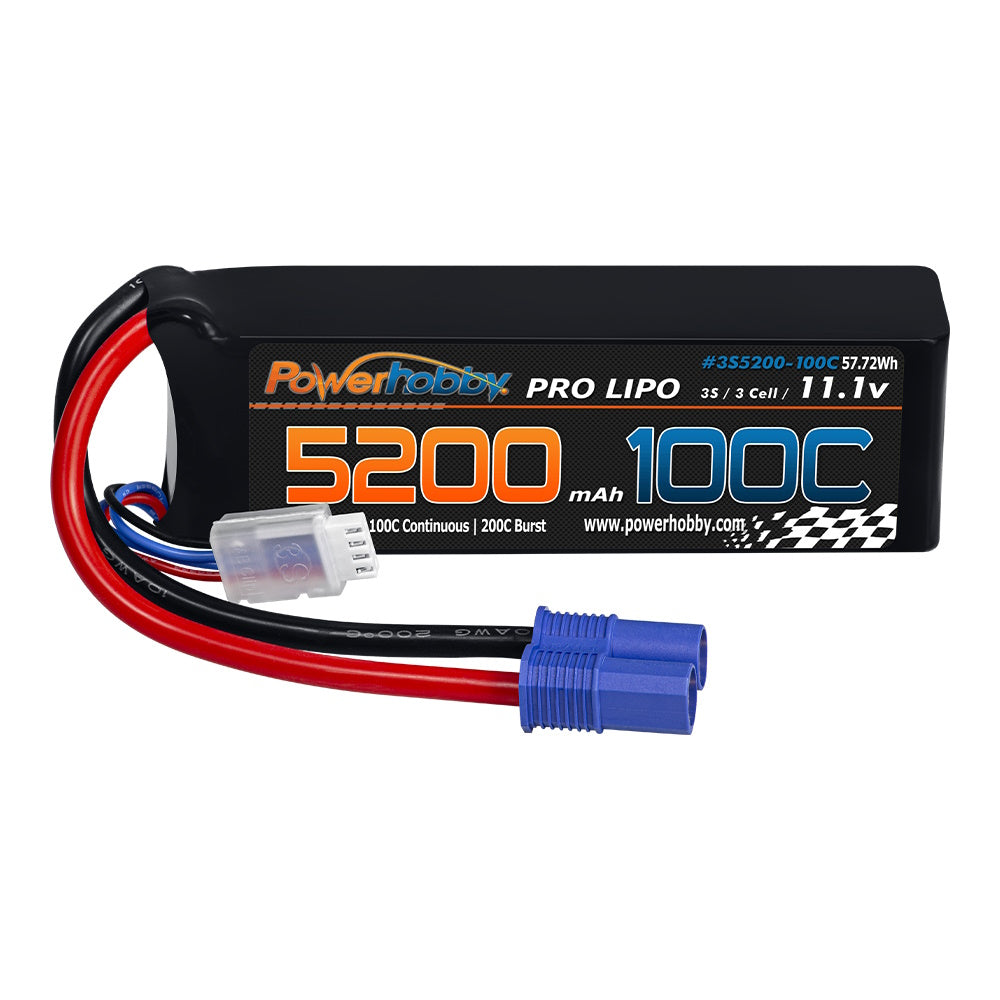 Powerhobby 3s 11.V 5200mah 100C - 200C Lipo Battery w EC8 Plug - PowerHobby