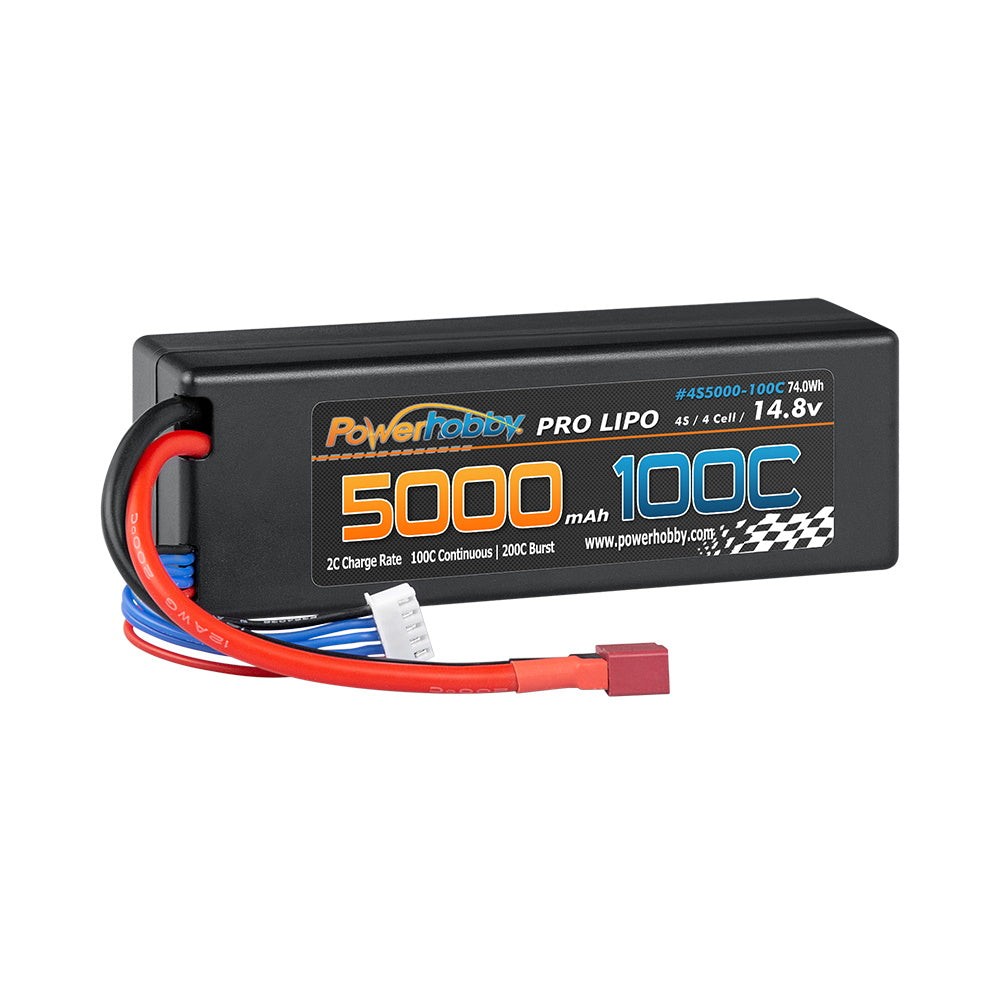 Powerhobby 4S 14.8V 5000mah 100C Lipo Battery w DEANS Plug Hard Case LCG - PowerHobby