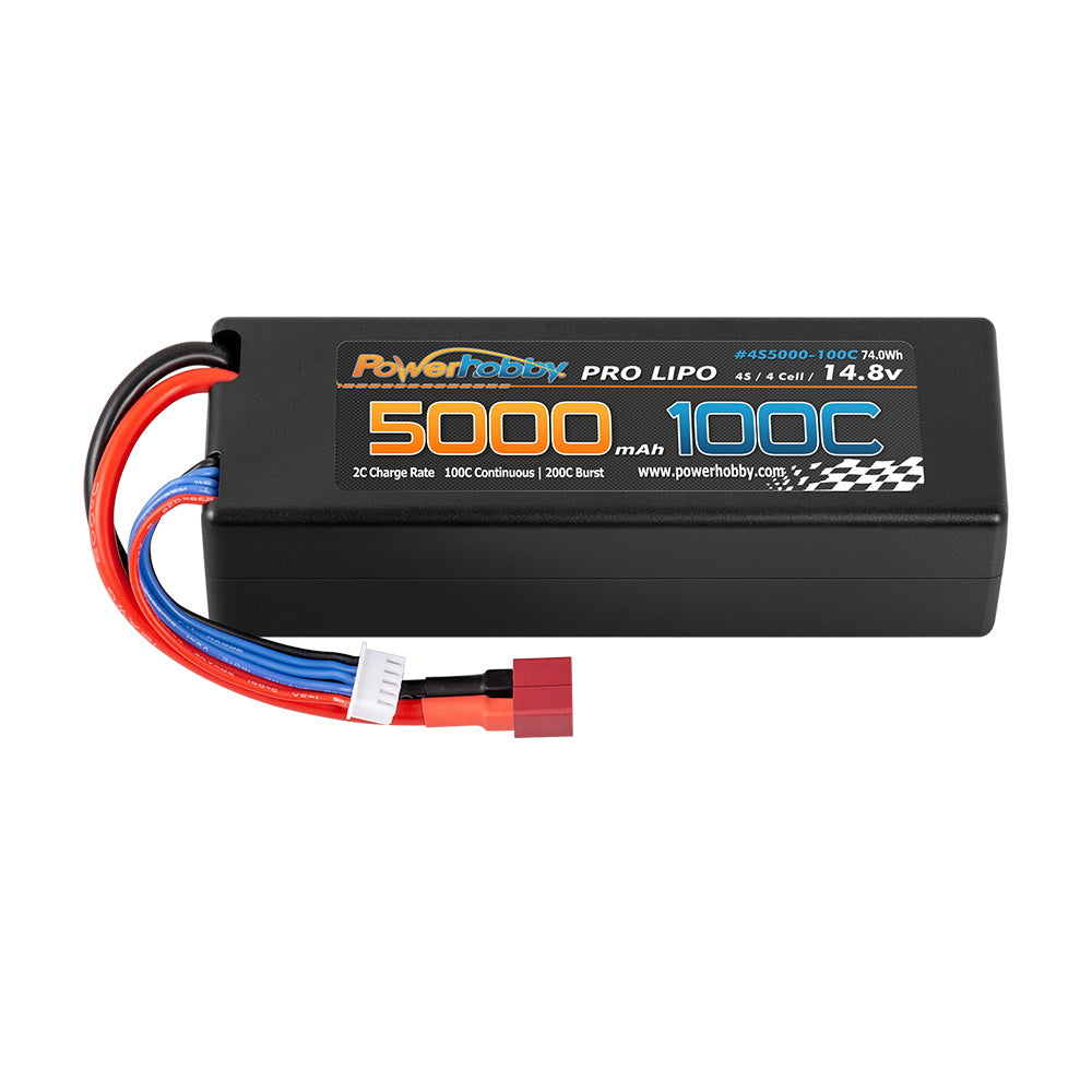 Powerhobby 4S 14.8V 5000mah 100C Lipo Battery w DEANS Plug Hard Case LCG - PowerHobby