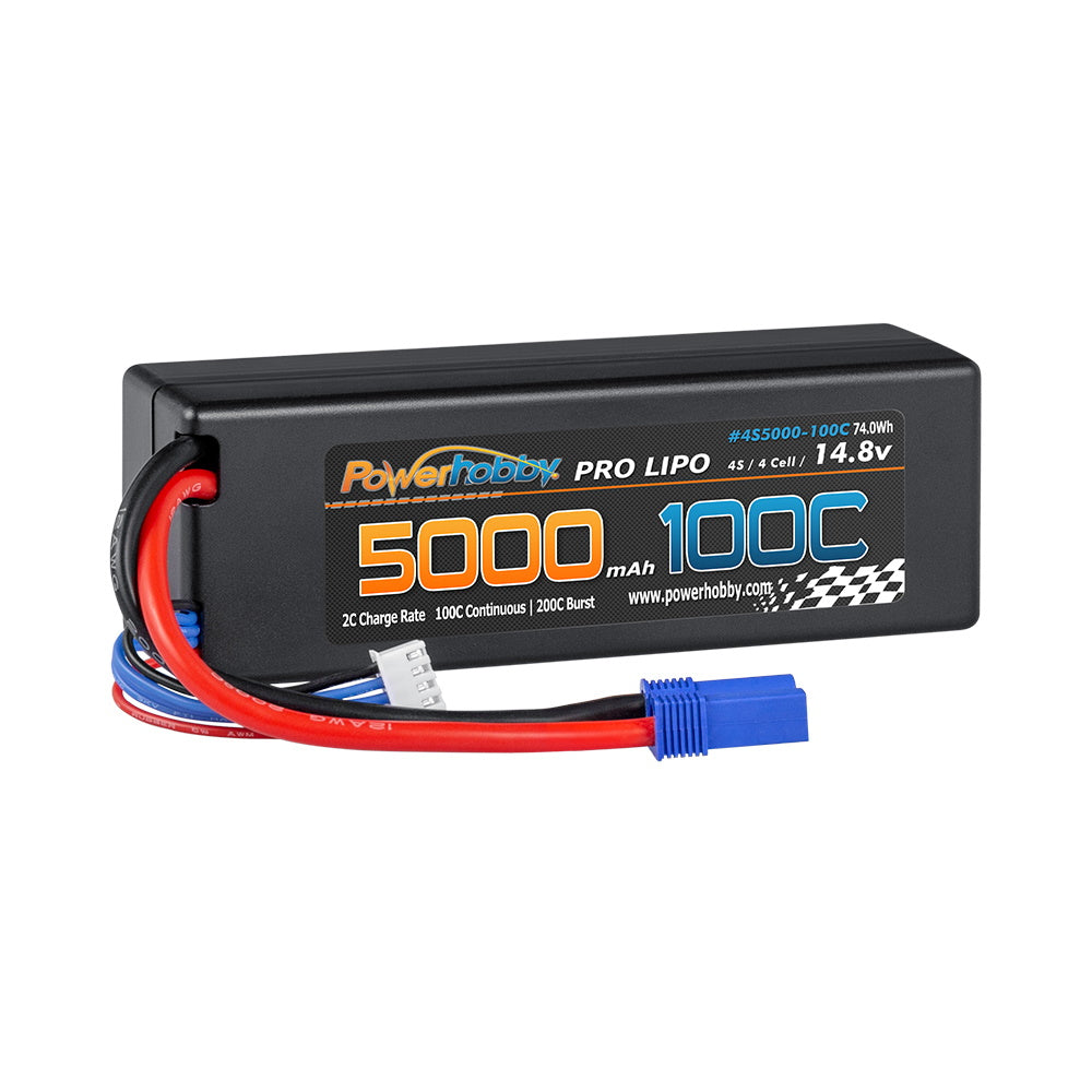 Powerhobby 4S 14.8V 5000mah 100C Lipo Battery w EC5 Plug Hard Case LCG - PowerHobby