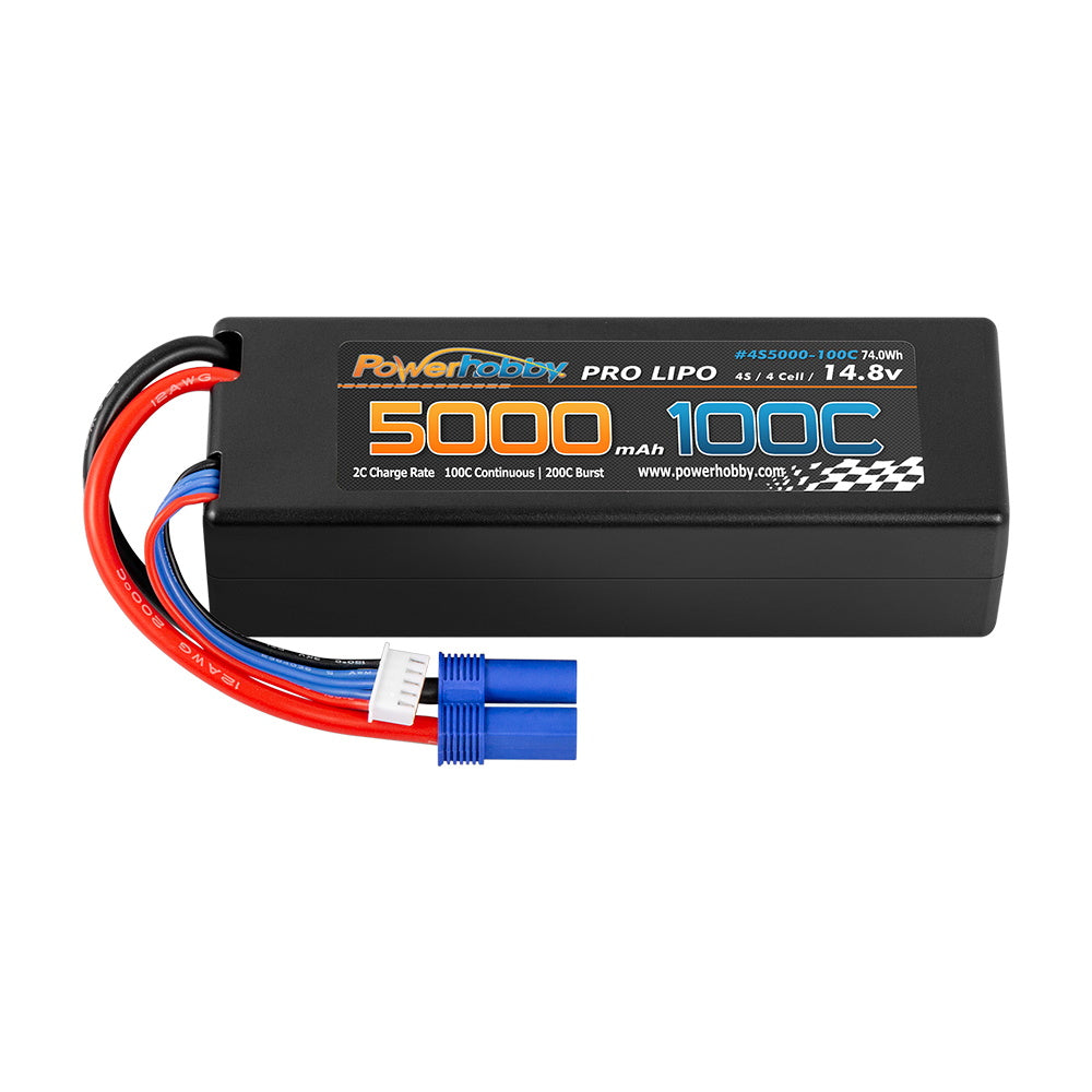 Powerhobby 4S 14.8V 5000mah 100C Lipo Battery w EC5 Plug Hard Case LCG - PowerHobby