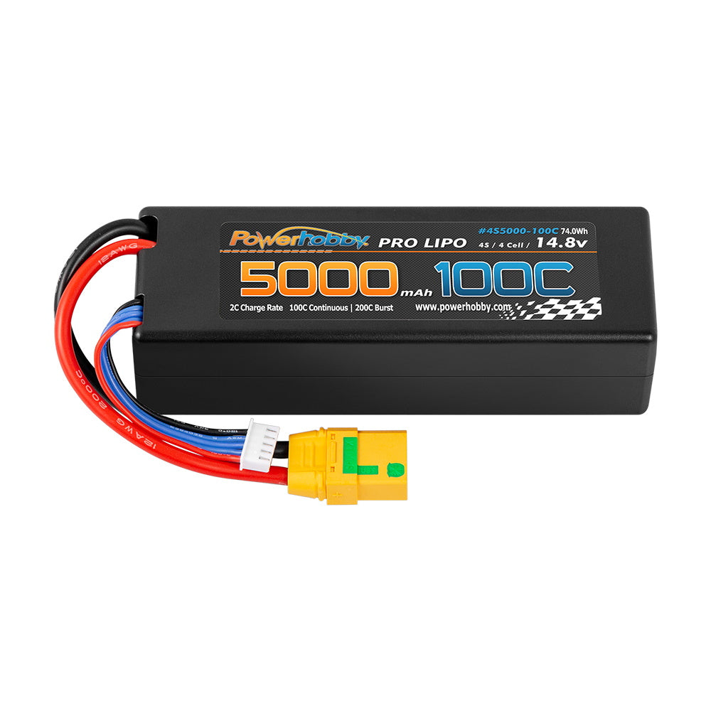 Powerhobby 4S 14.8V 5000mah 100C Lipo Battery w XT90 Plug Hard Case LCG - PowerHobby