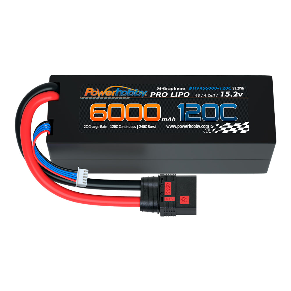 Powerhobby 4s 15.2v 6000MAH 120C Graphene + HV Lipo Battery QS8 Plug Hard Case 8AWG - PowerHobby