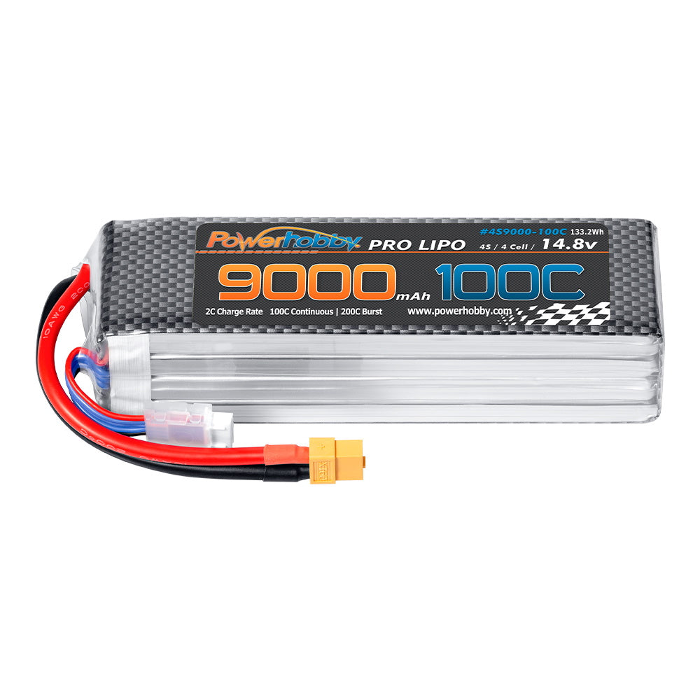 Powerhobby 4s 9000mah 100c Graphene Lipo Battery w  XT60 Plug + Adapter - PowerHobby