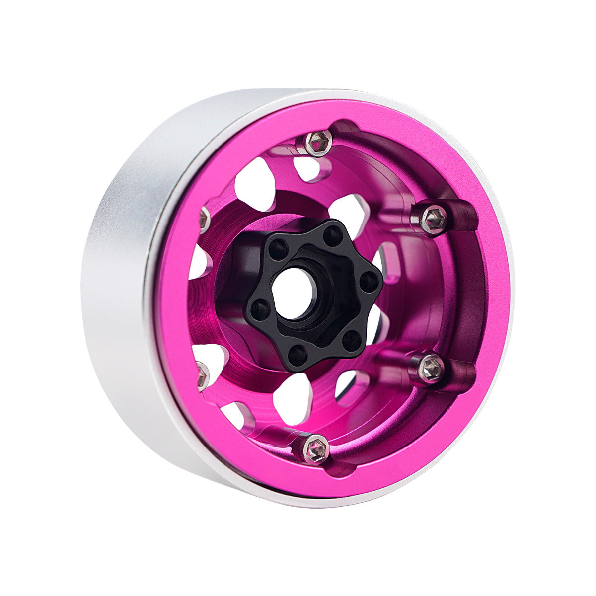 Powerhobby B2 Aluminum 1.9 Beadlock Wheels 9mm Hubs Pink (4) 1/10
