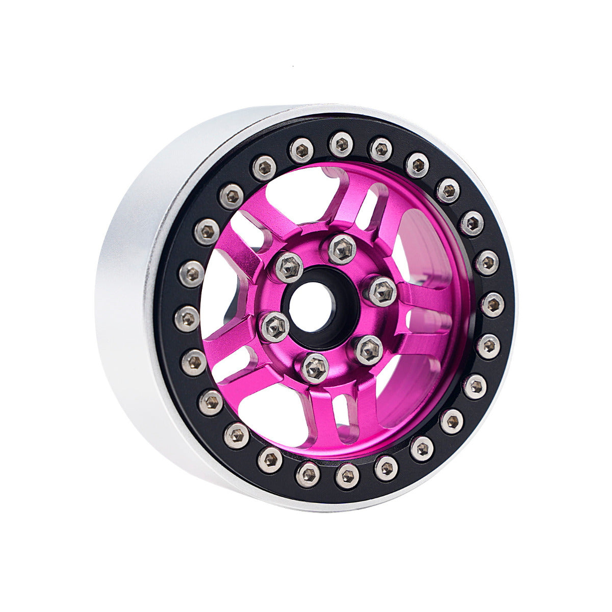 Powerhobby B4 Aluminum 1.9 Beadlock Wheels 9mm Hubs Pink (4) 1/10 Rock Crawler - PowerHobby