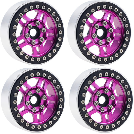 Powerhobby B4 Aluminum 1.9 Beadlock Wheels 9mm Hubs Pink (4) 1/10 Rock Crawler - PowerHobby