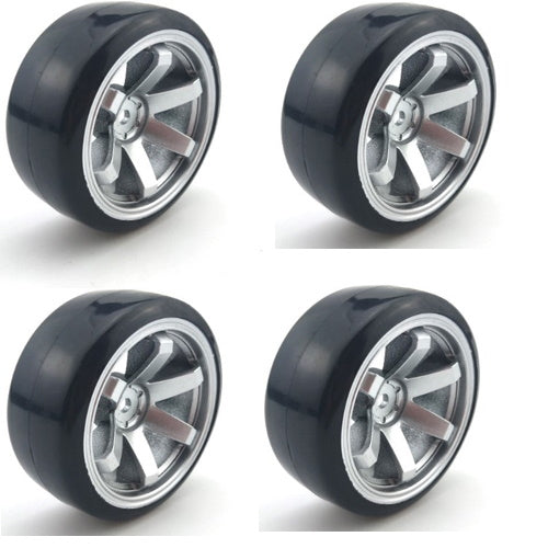 Powerhobby 1/10 Drift Car Mounted Tires / Wheels (4) Silver PY026 - PowerHobby