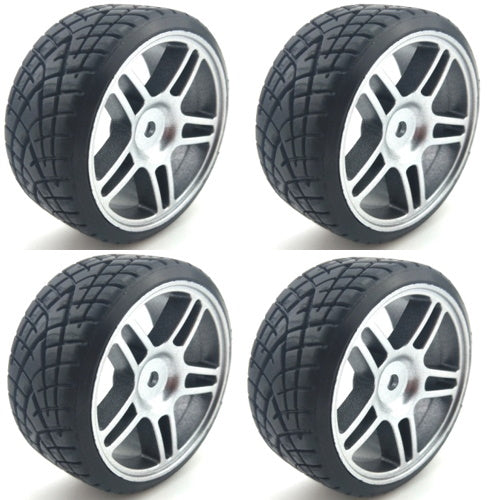 Powerhobby 1/10 Drift Car Mounted Tires / Wheels (4) Silver PY064 - PowerHobby