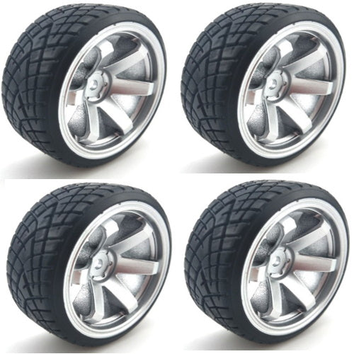 Powerhobby 1/10 Drift Car Mounted Tires / Wheels (4) Silver PY067 - PowerHobby