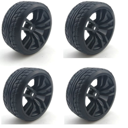 Powerhobby 1/10 Drift Car Mounted Tires / Wheels (4) Black PY101 - PowerHobby