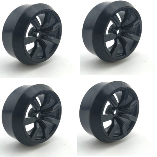 Powerhobby 1/10 Drift Car Mounted Slick Tires / Wheels (4) Black PY132 - PowerHobby