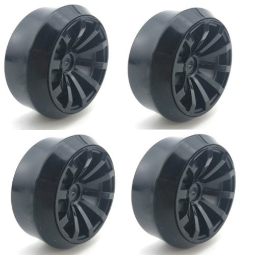 Powerhobby 1/10 Drift Car Mounted Slick Tires / Wheels (4) Black PY134 - PowerHobby