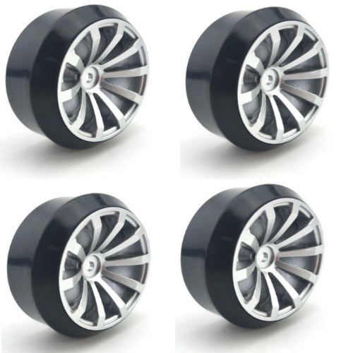 Powerhobby 1/10 Drift Car Slick Mounted Tires / Wheels (4) Silver PY147 - PowerHobby