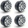 Powerhobby 1/10 Drift Car Slick Mounted Tires / Wheels (4) Silver PY147