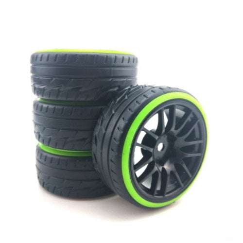 Powerhobby 1/10 Drift Car Mounted Tires / Wheels (4) Green / Black PY904 - PowerHobby