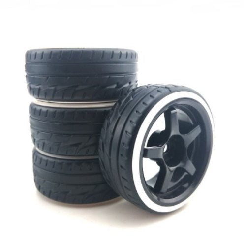 Powerhobby 1/10 Drift Car Mounted Tires / Wheels (4) White / Black PY913 - PowerHobby