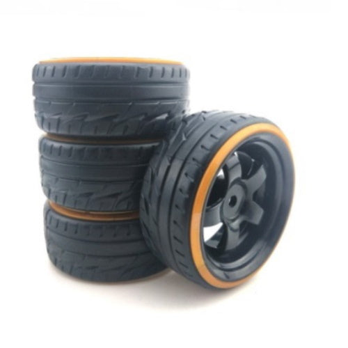 Powerhobby 1/10 Drift Car Mounted Tires / Wheels (4) Orange / Black PY956 - PowerHobby