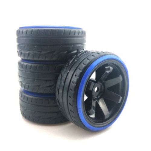 Powerhobby 1/10 Drift Car Mounted Tires / Wheels (4) Blue / Black PY997 - PowerHobby