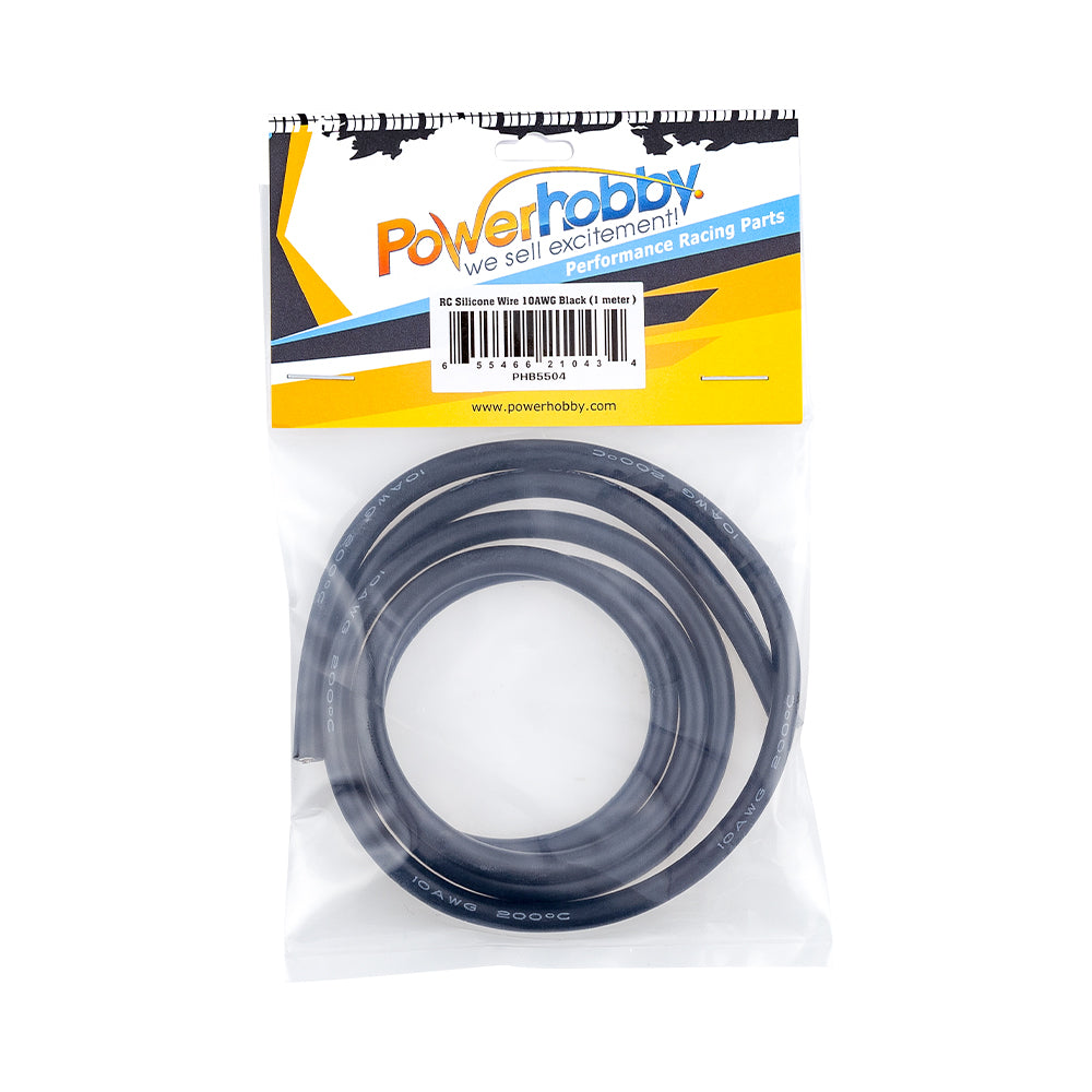 Powerhobby 10AWG RC Silicone Hookup Wire Black 1 Meter - PowerHobby