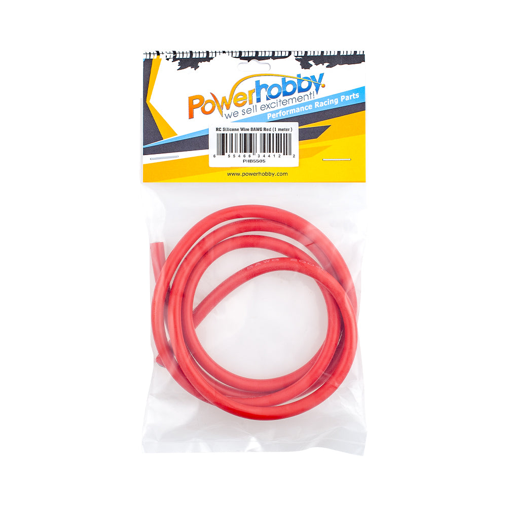 Powerhobby 8AWG RC Silicone Hookup Wire Red 1 Meter - PowerHobby