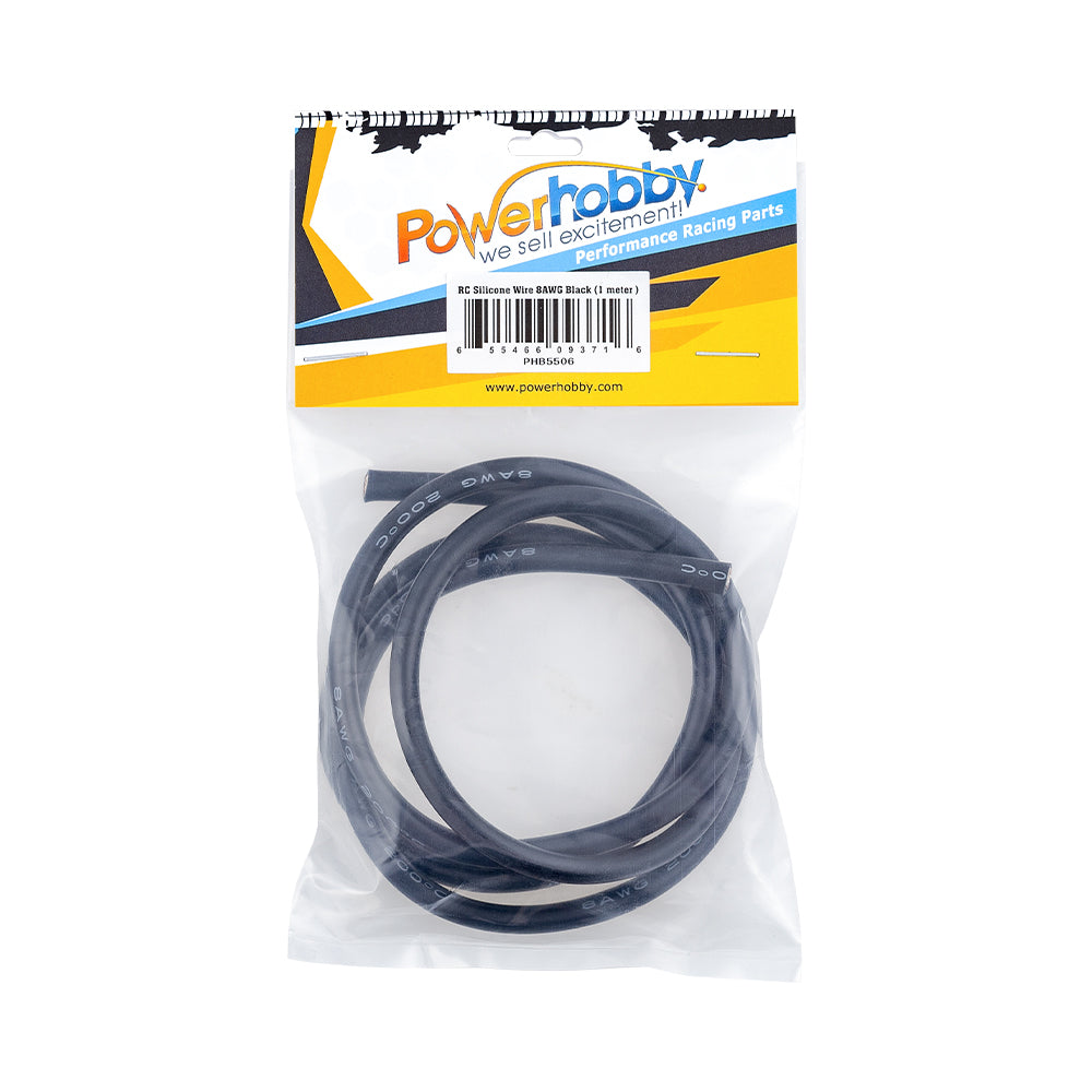 Powerhobby 8AWG RC Silicone Hookup Wire Black 1 Meter - PowerHobby