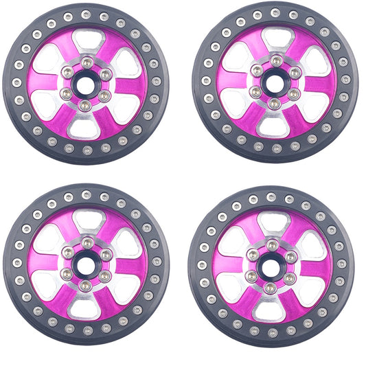 Powerhobby Aluminum 2.2" Beadlock Wheels Pink (4) 1/10 Rock Crawler - PowerHobby