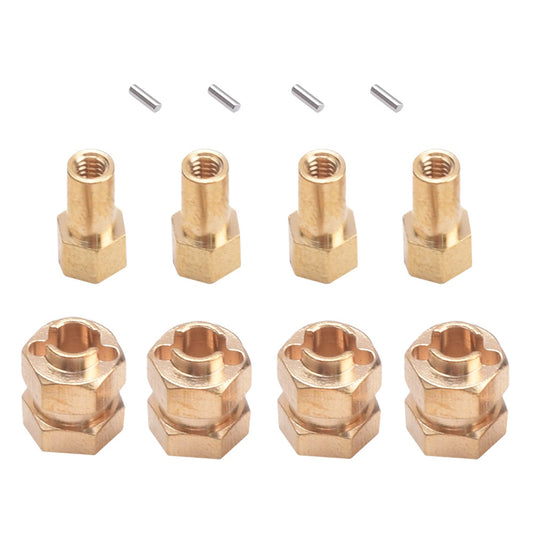 Powerhobby Brass Extended 7mm Hex Wheel Hubs 8mm Thick (4) AXIAL SCX24 - PowerHobby