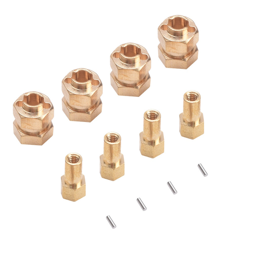 Powerhobby Brass Extended 7mm Hex Wheel Hubs 8mm Thick (4) AXIAL SCX24 - PowerHobby