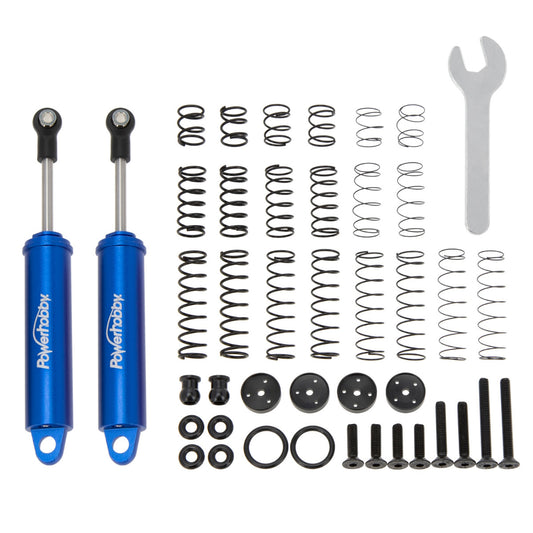 Powerhobby 100mm Promatics Two Stage Internal Spring Shocks (2) Blue - PowerHobby