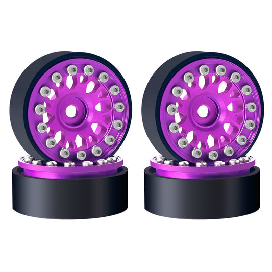 Powerhobby 1.0 Aluminum Beadlock Crawler Wheels for 1/24 scale Purple - PowerHobby