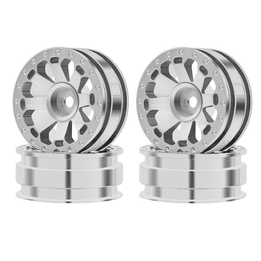 Powerhobby 1.0" Aluminum Diamond Rock Crawler Wheels (4) 1/24 Silver - PowerHobby