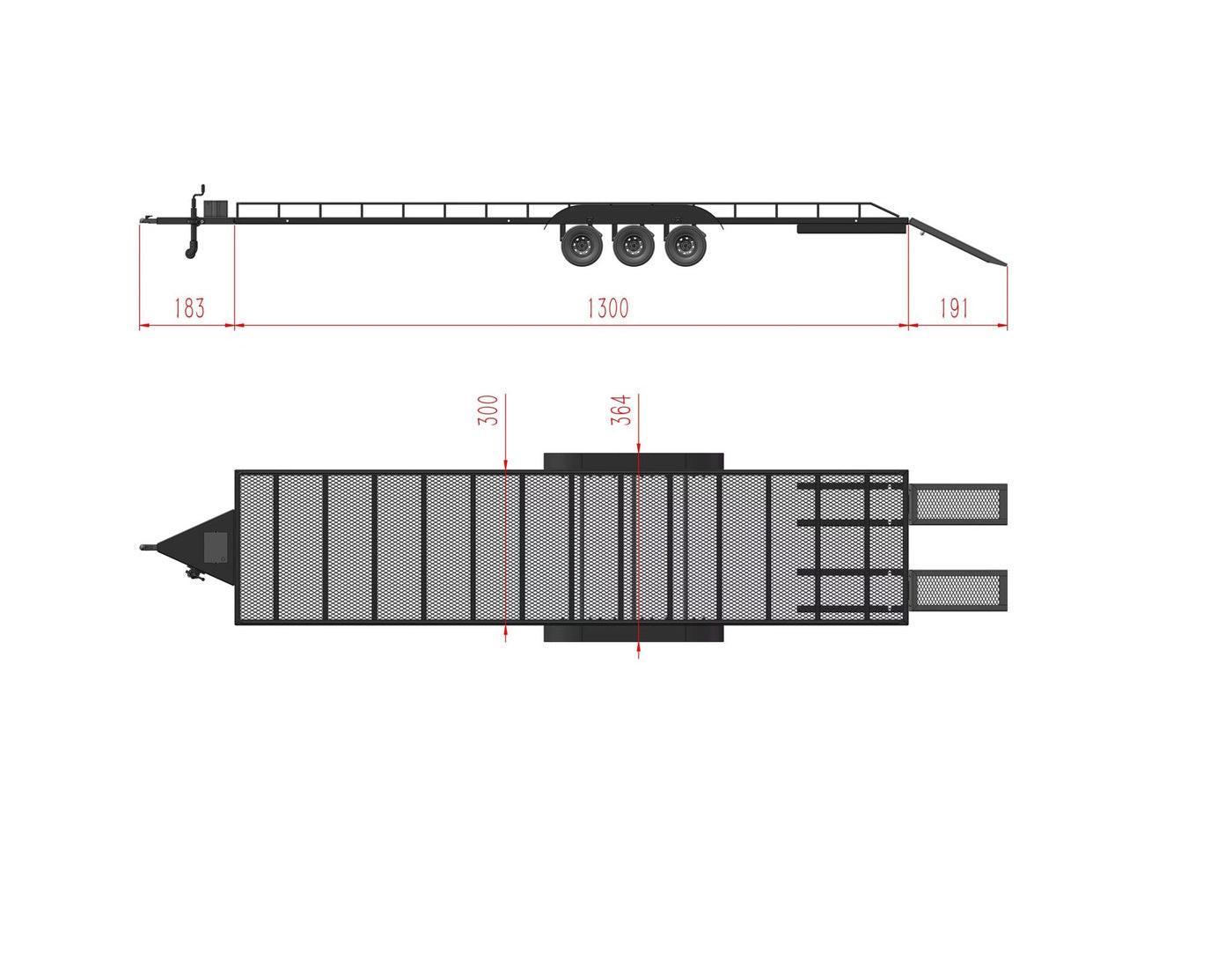 Powerhobby Tri Axle Full Metal Trailer with LED Lights | PowerHobby